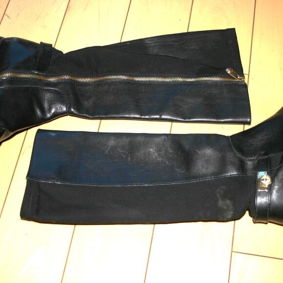 TAHARI TALL BLACK BOOT Black Leather Inside Zipper Size 8 - Picture 4 of 9